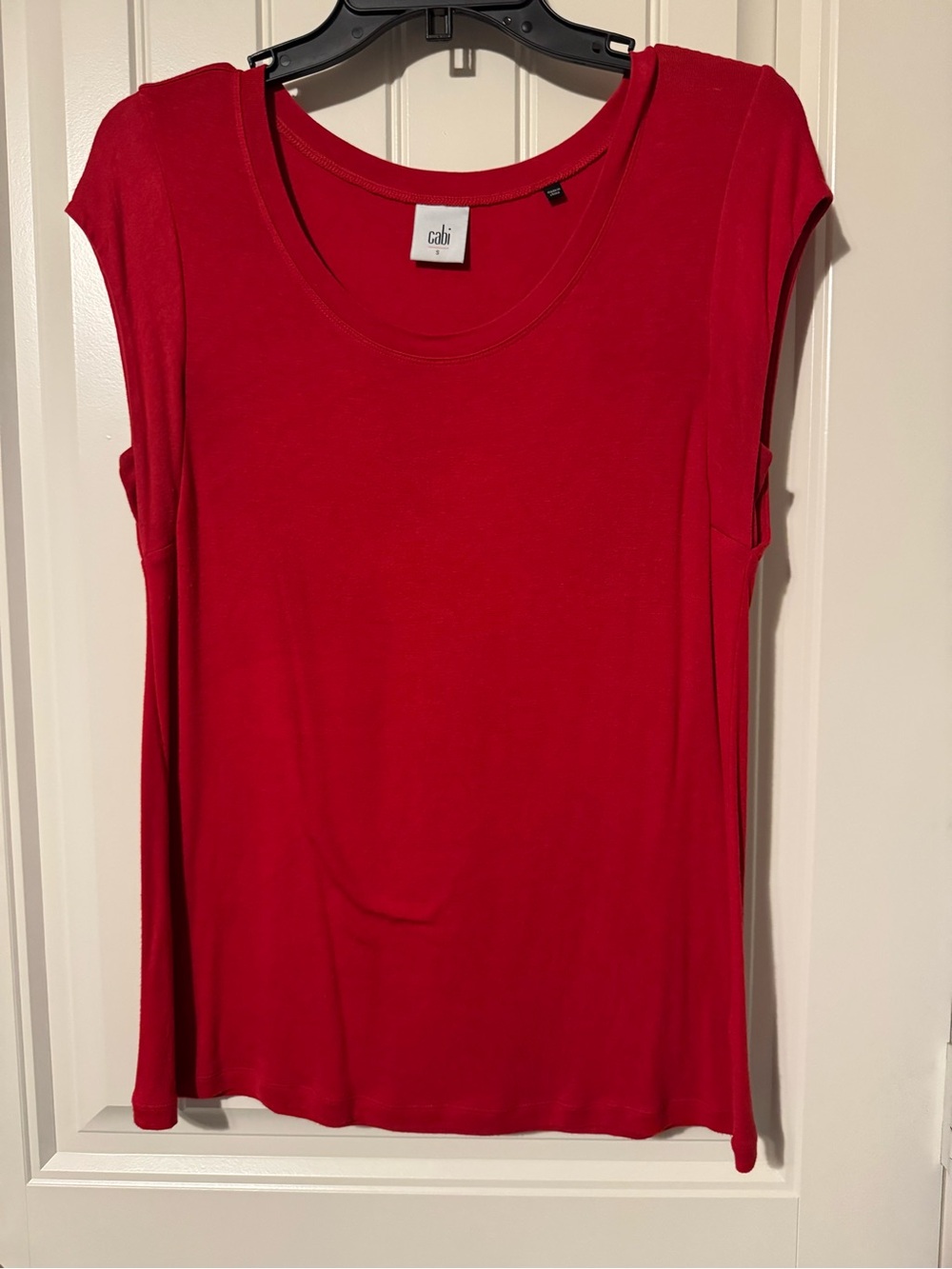 CAbi Bright Red Cap-Sleeve Scoop Neck Tank